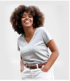 Tee-shirt femme col V coton