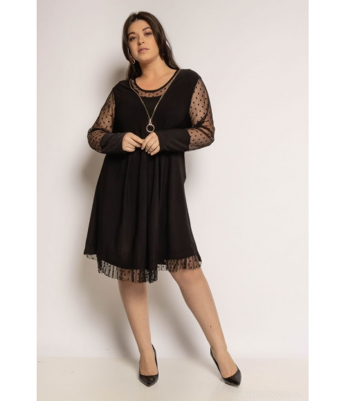 Robe Femme Chic couleur noire-Made in France-grandes tailles