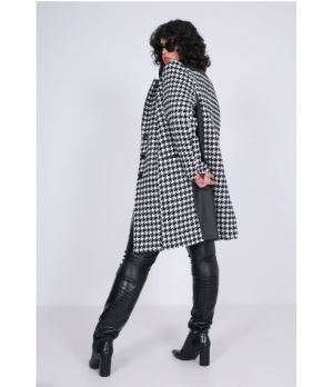 Manteau pied de coq femme